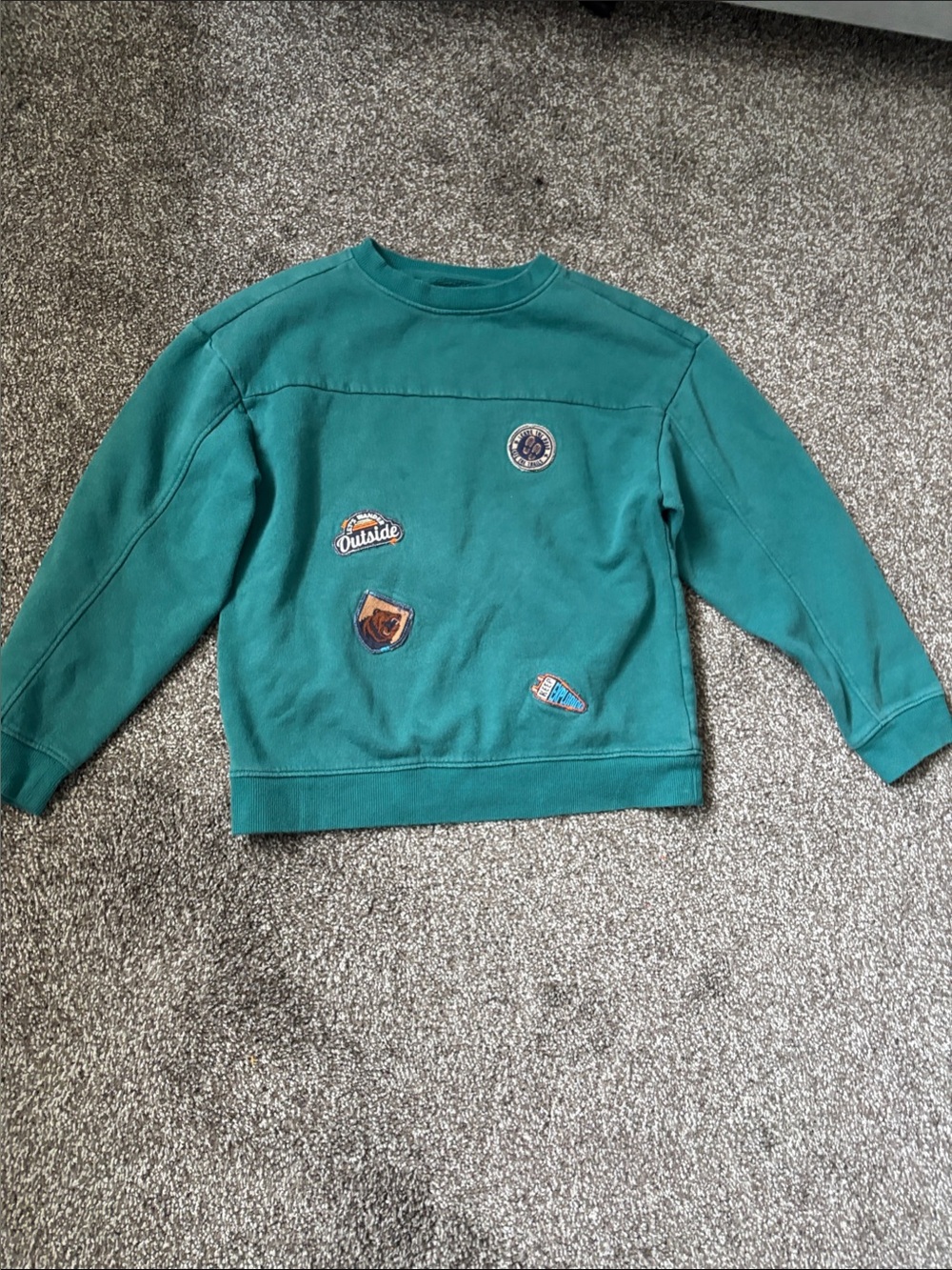 Cat & Jack Teal Crewneck Sweatshirt with Patch Details
